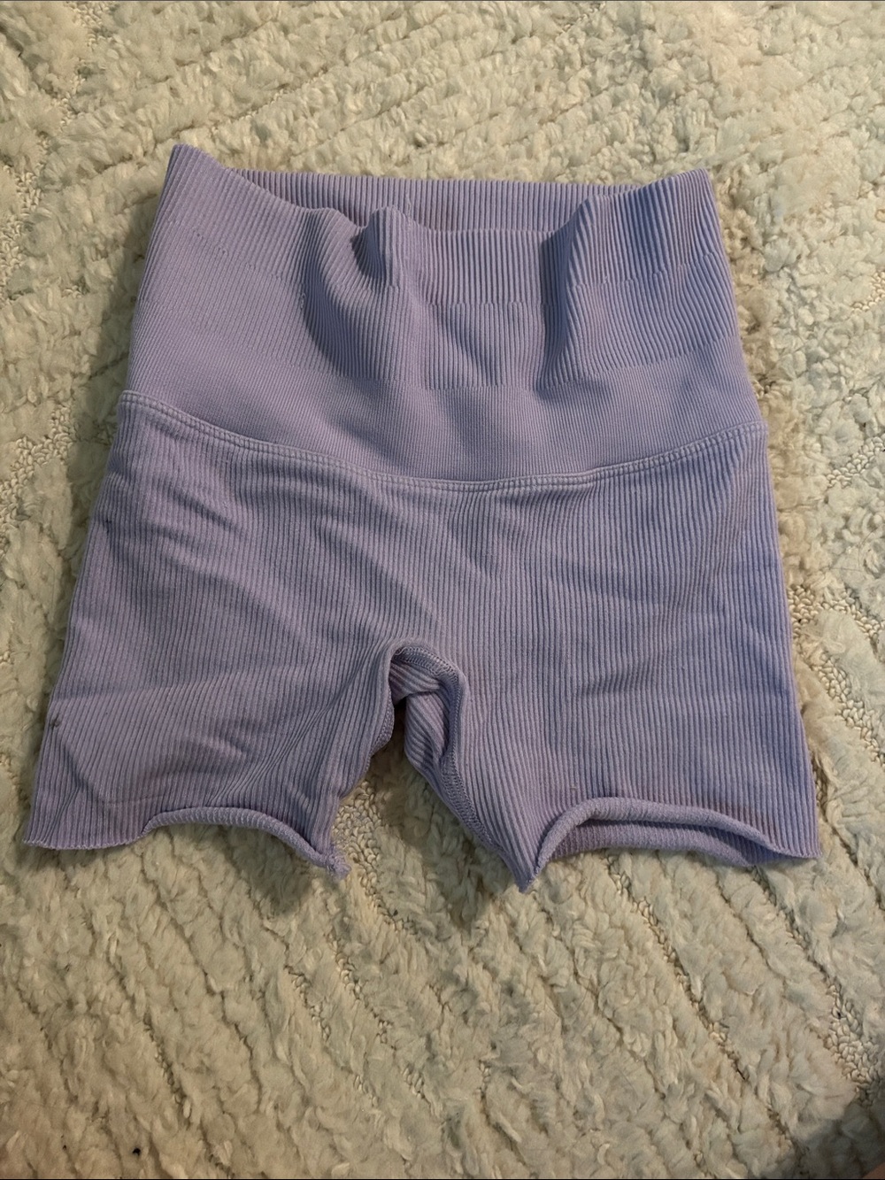 High-Waist Ribbed Lavender Women’s Bike Shorts